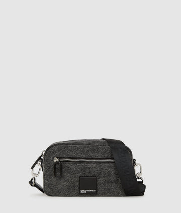 KarlLagerfeld Denim Crossbody Camera Bag Visual Washed Black