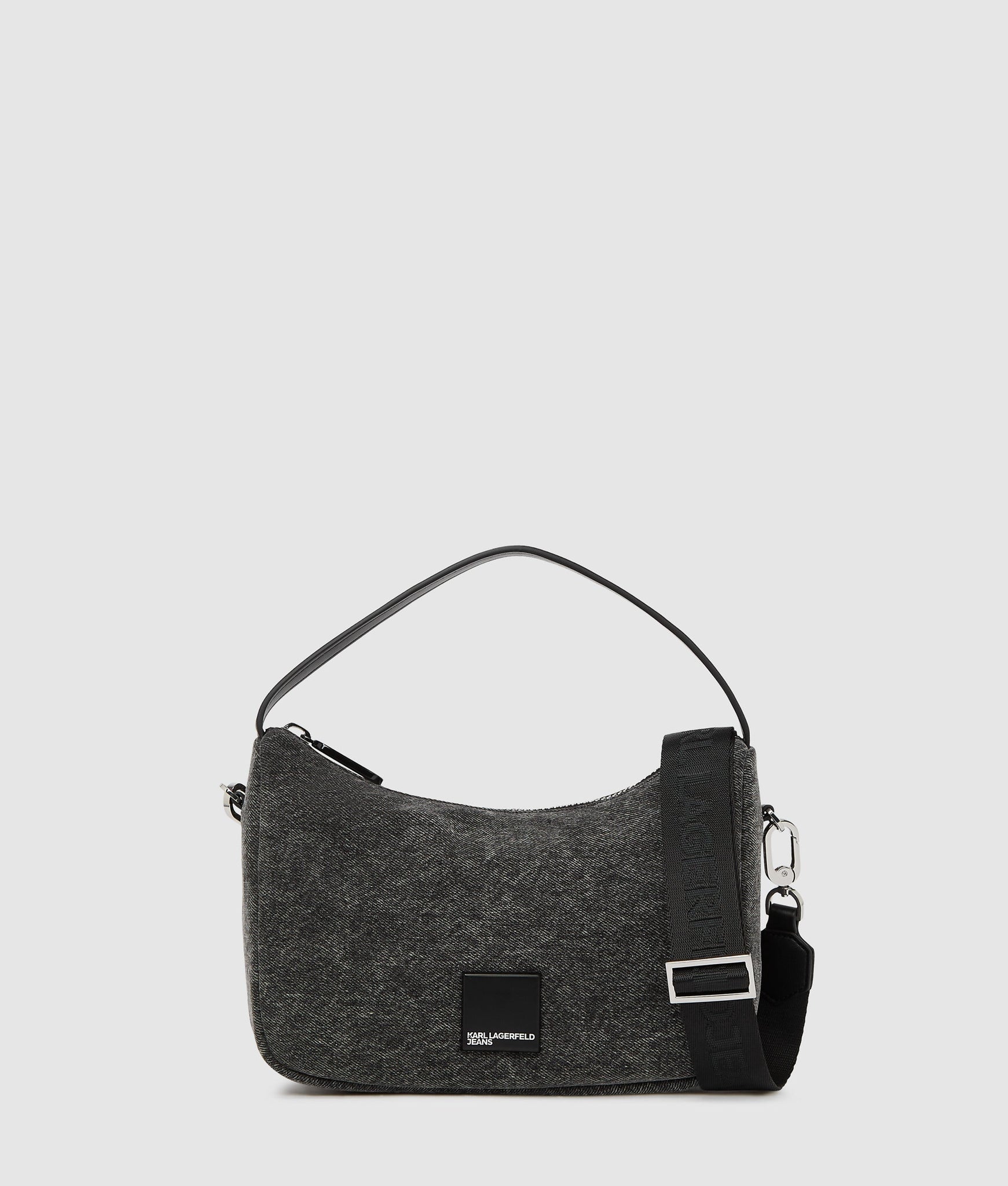 KarlLagerfeld Denim Mini Hobo Bag Visual Washed Black