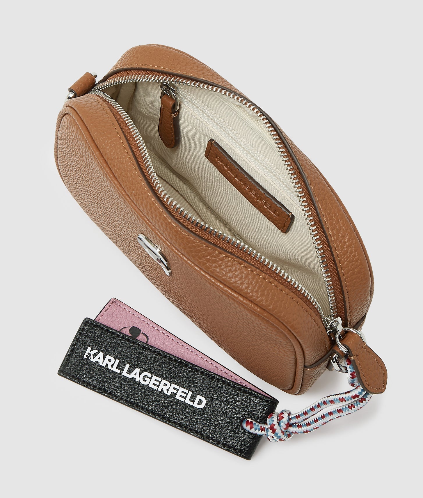 KarlLagerfeld Ikon Pebble Camera Bag Dark Tan
