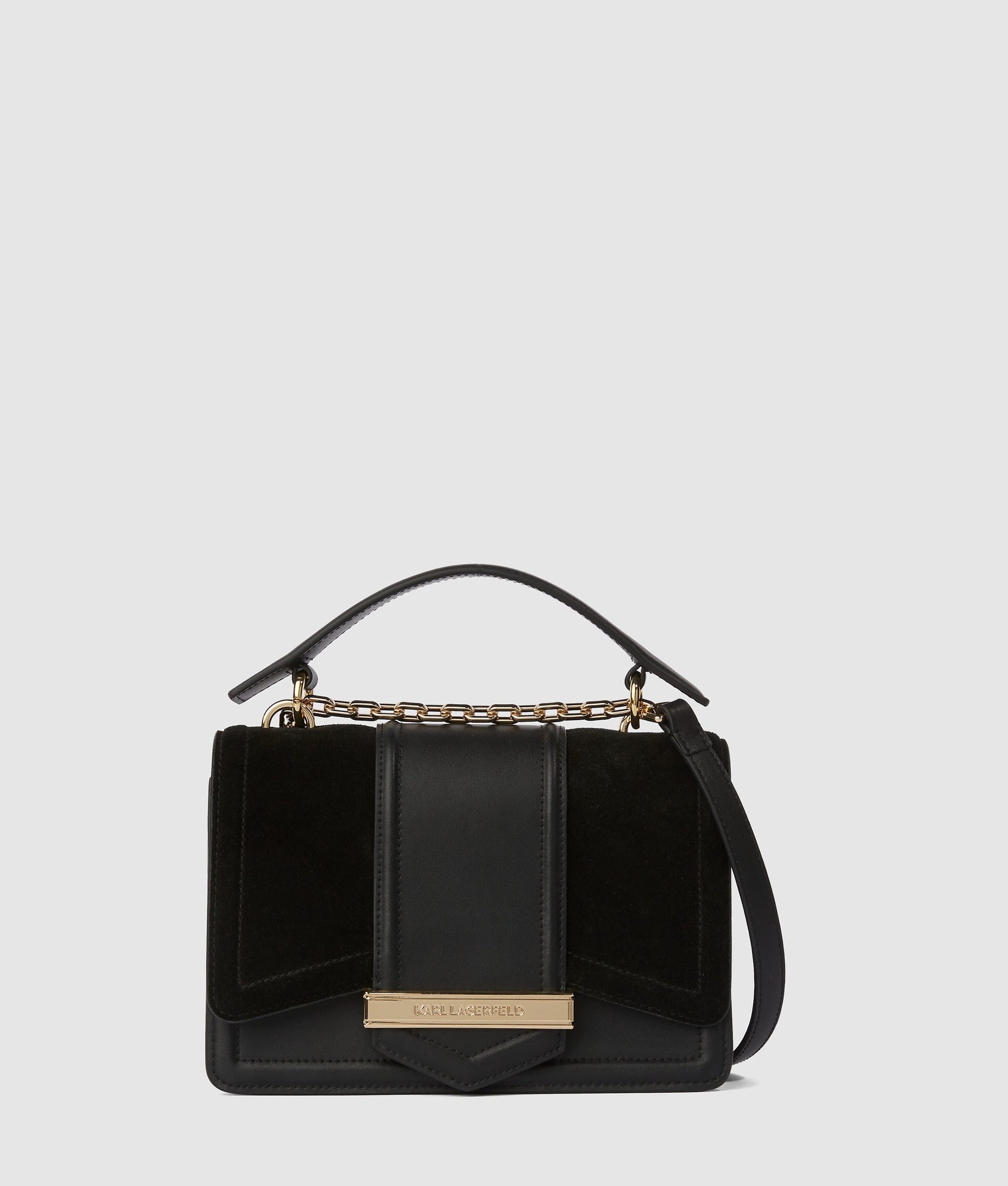 KarlLagerfeld Knova Suede Shoulder Bag Black/Gold