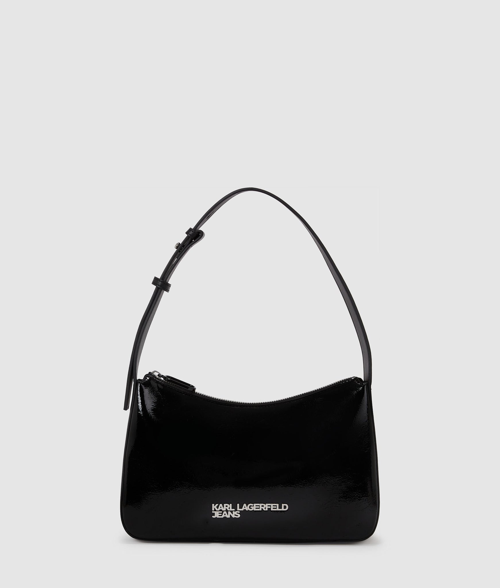 KarlLagerfeld Logo Shiny Shoulder Bag Black