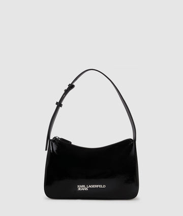 KarlLagerfeld Logo Shiny Shoulder Bag Black