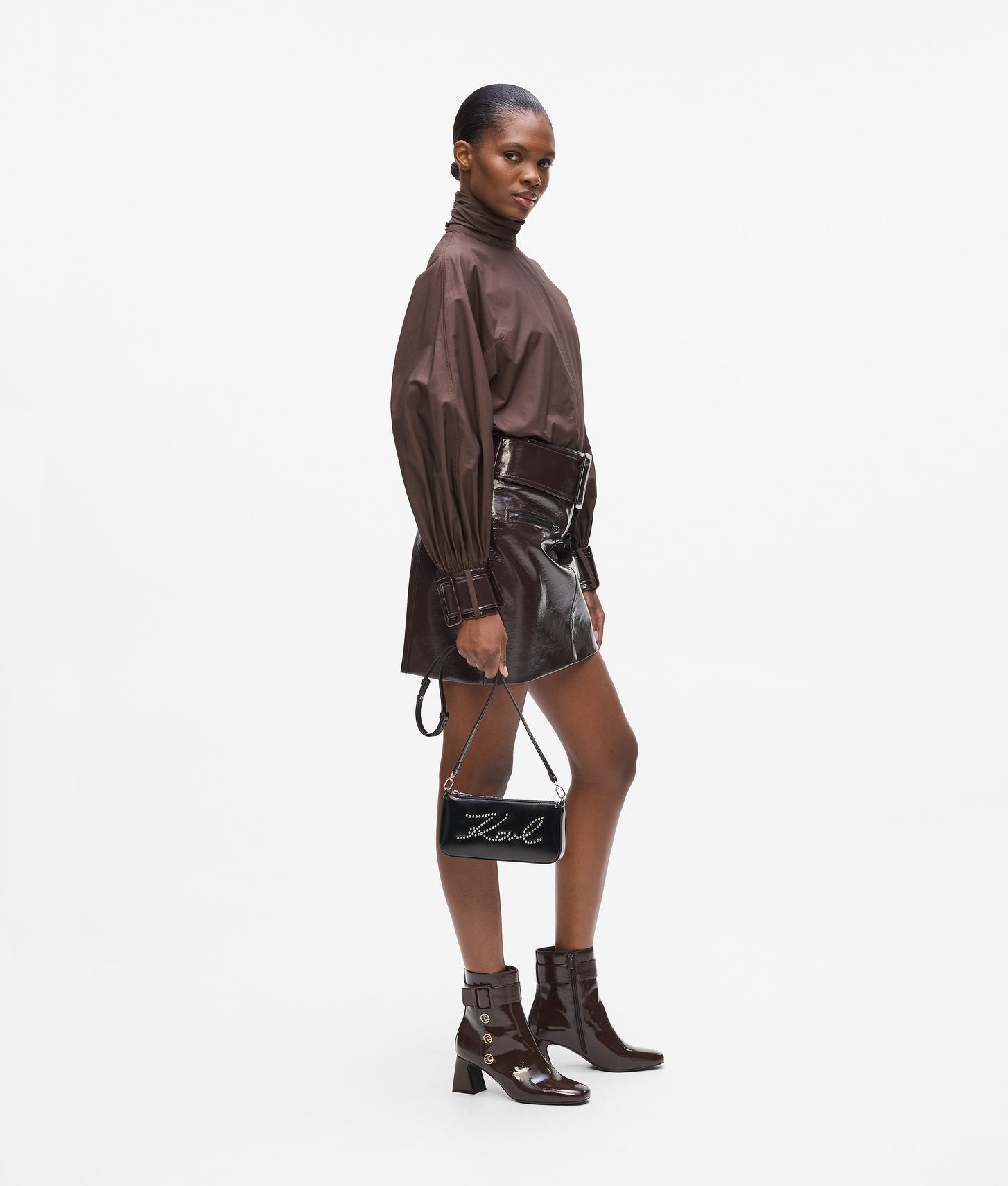 KarlLagerfeld Ksignature Studs Crossbody Pouch Black-Nickel