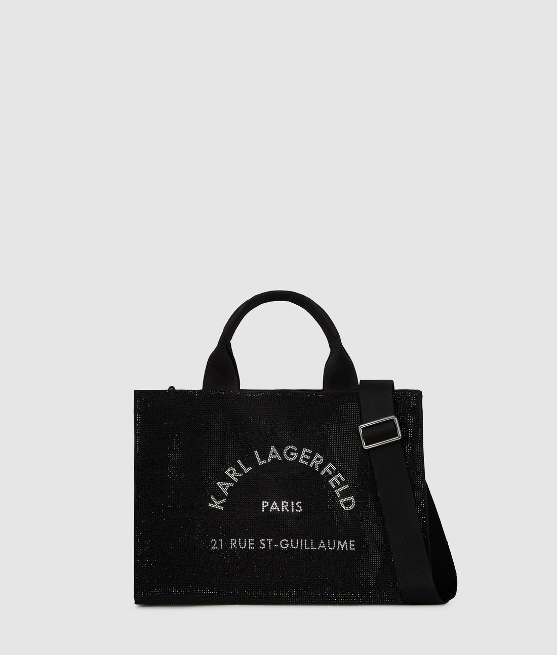 KarlLagerfeld Rue St-Guillaume Rhinestone Tote Bag Black Embellishment