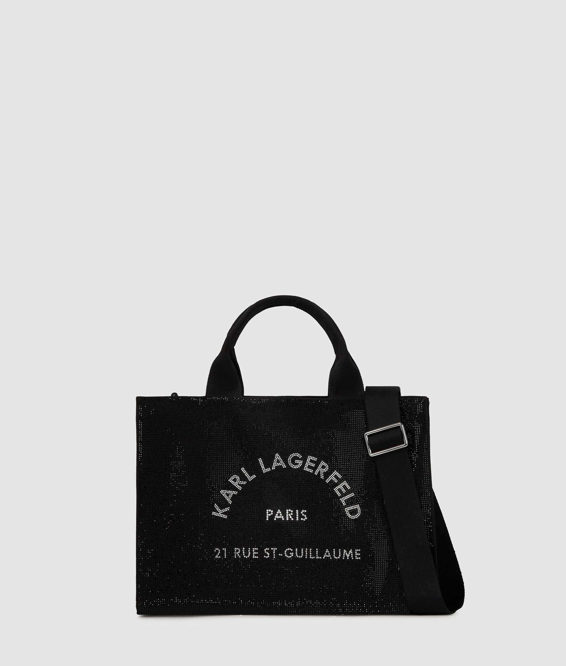 KarlLagerfeld Rue St-Guillaume Rhinestone Tote Bag Black Embellishment