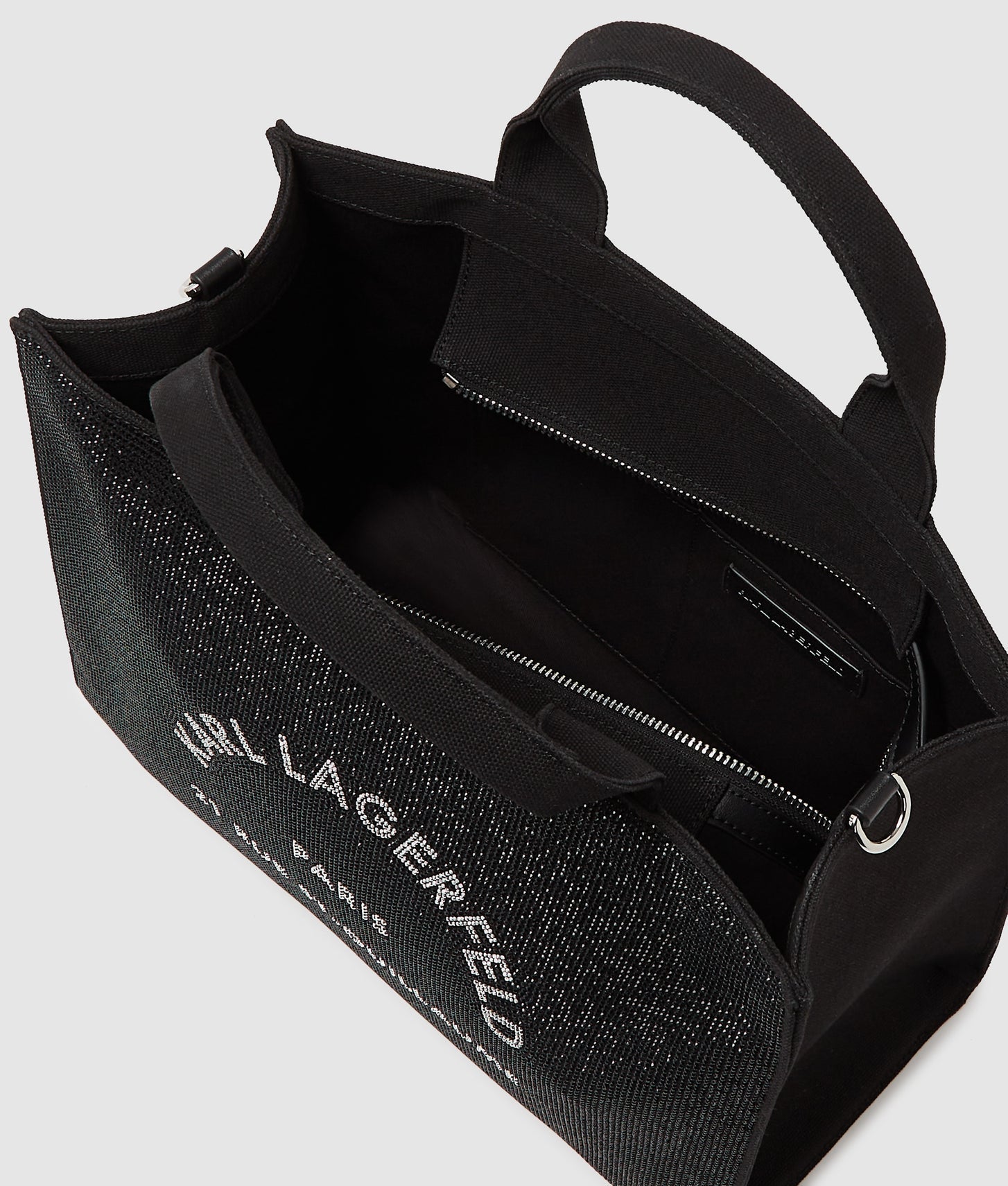 KarlLagerfeld Rue St-Guillaume Rhinestone Tote Bag Black Embellishment