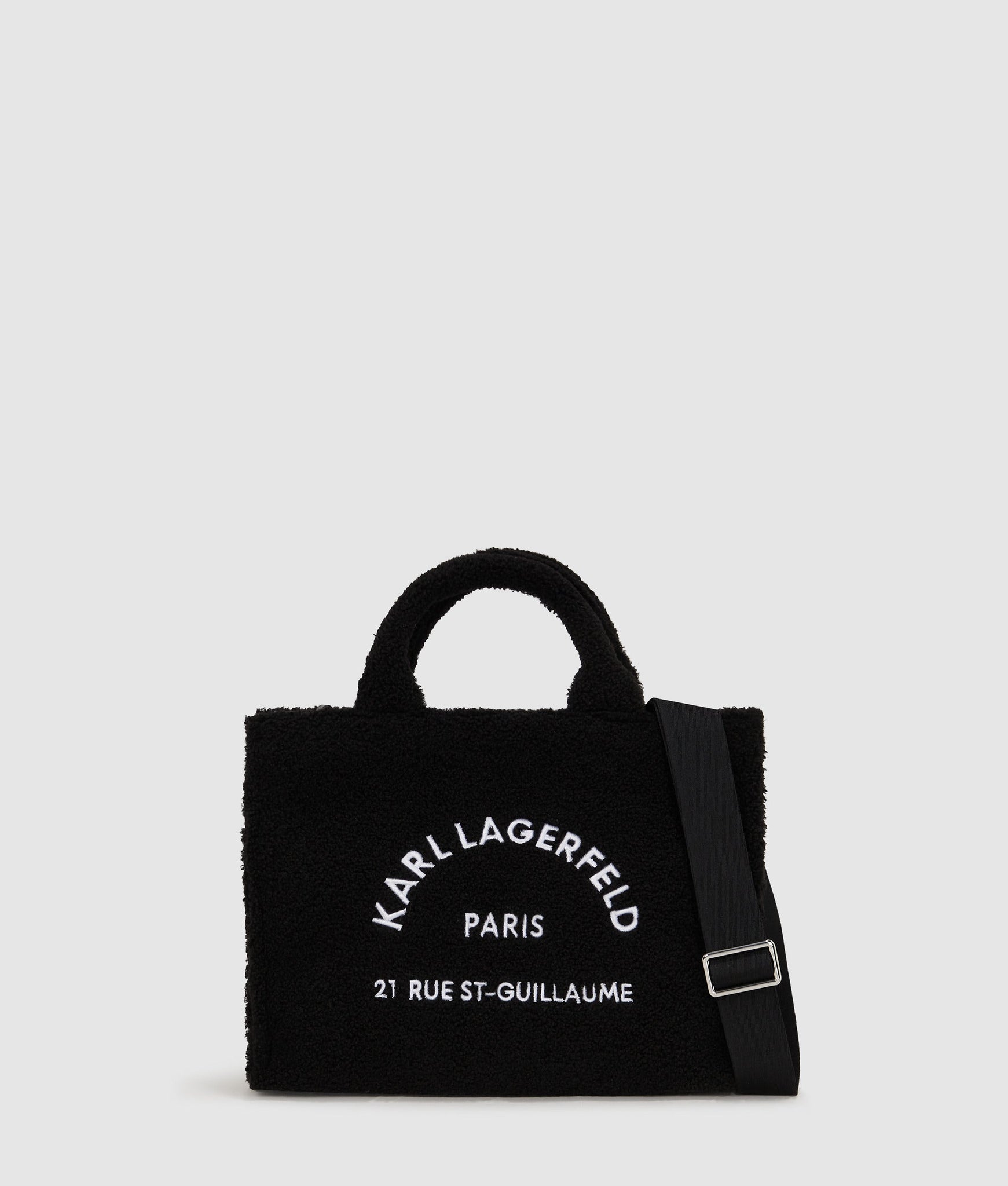 KarlLagerfeld Rue St-Guillaume Shearling Tote Bag Black
