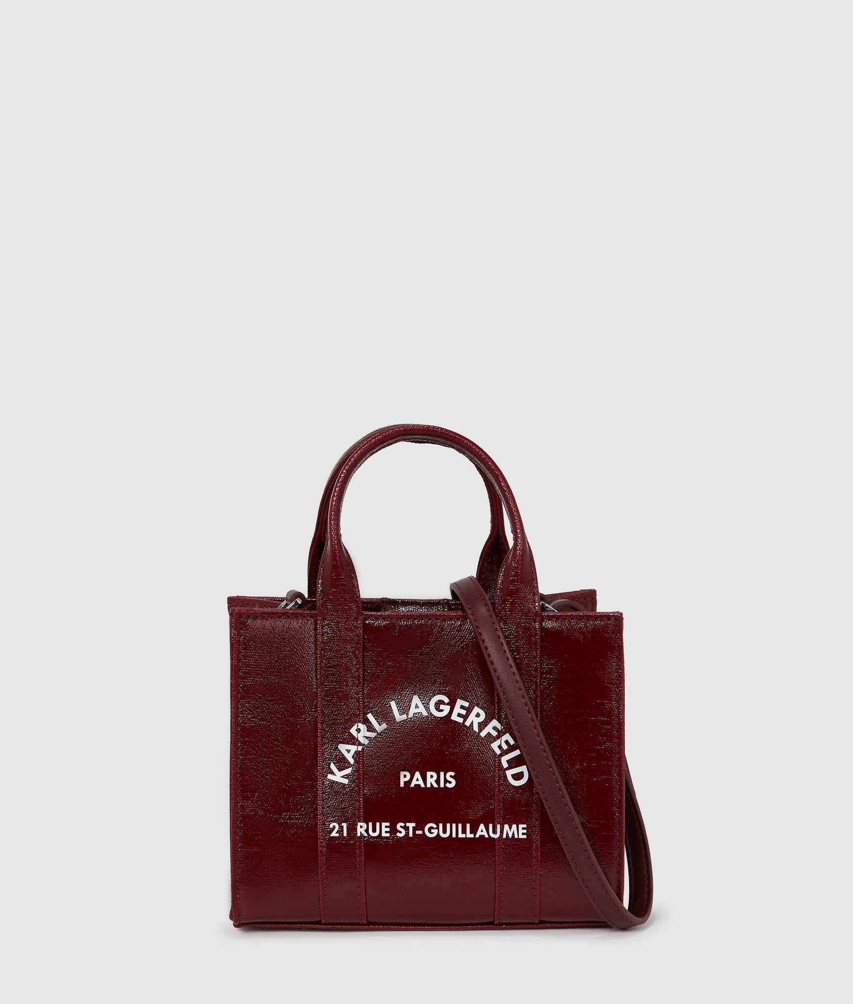 KarlLagerfeld Rue St-Guillaume Mini Coated Tote Bag Windsor Wine