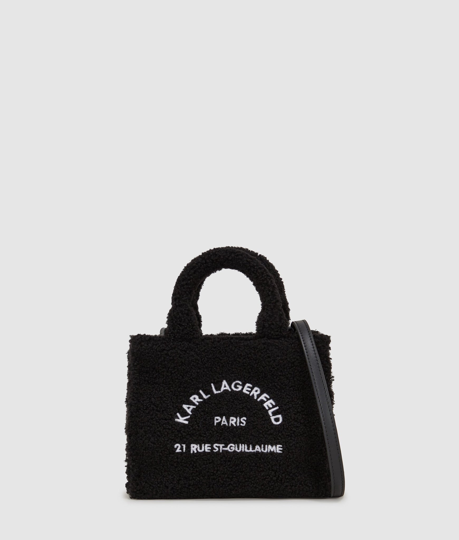 KarlLagerfeld Rue St-Guillaume Mini Shearling Tote Bag Black