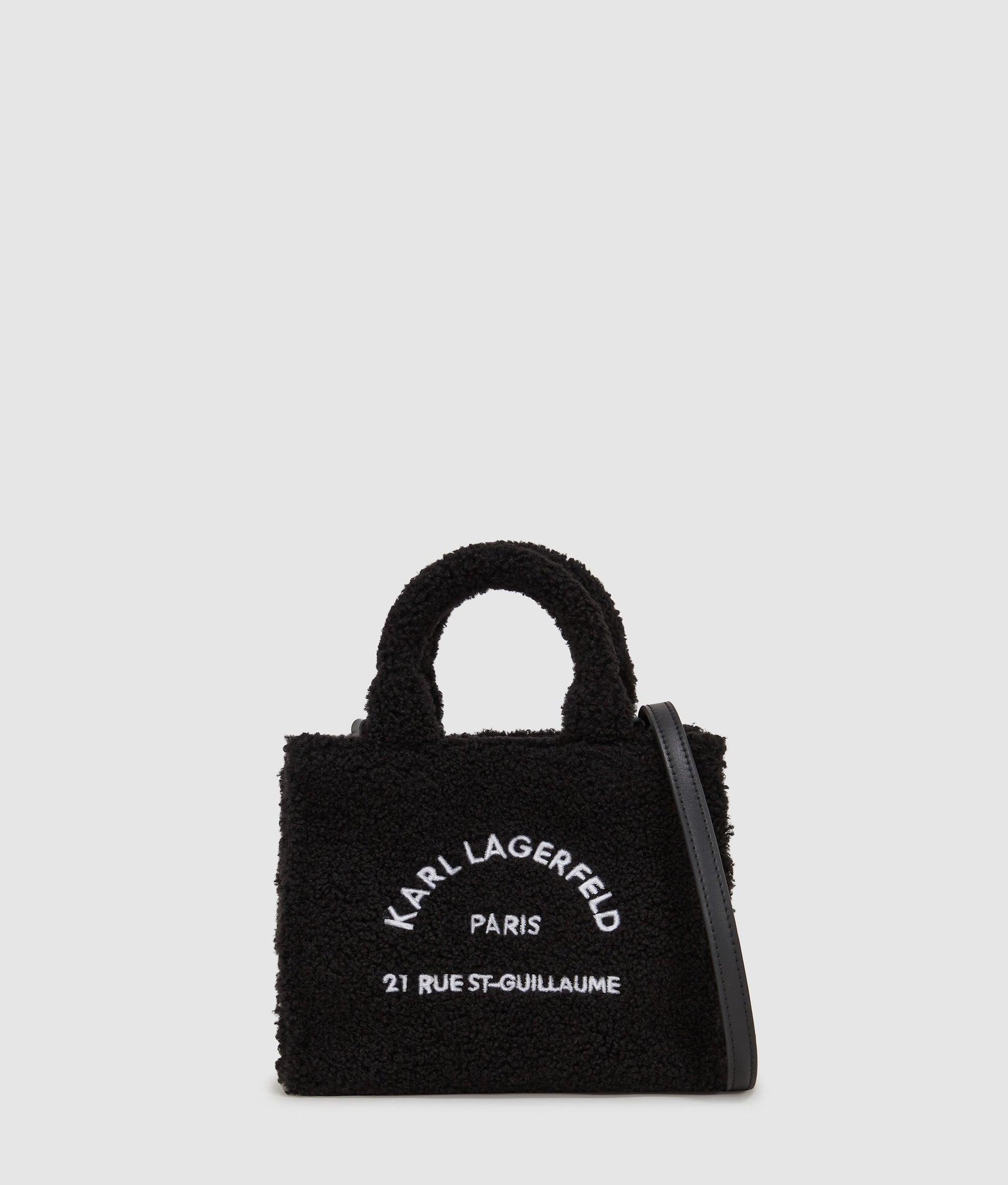 KarlLagerfeld Rue St-Guillaume Mini Shearling Tote Bag Black