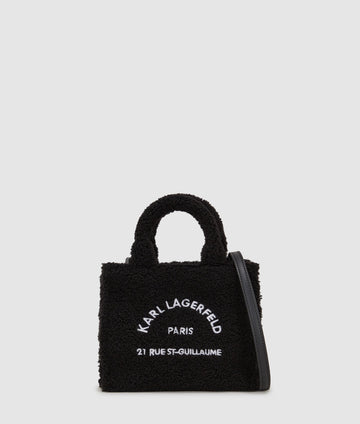 KarlLagerfeld Rue St-Guillaume Mini Shearling Tote Bag Black