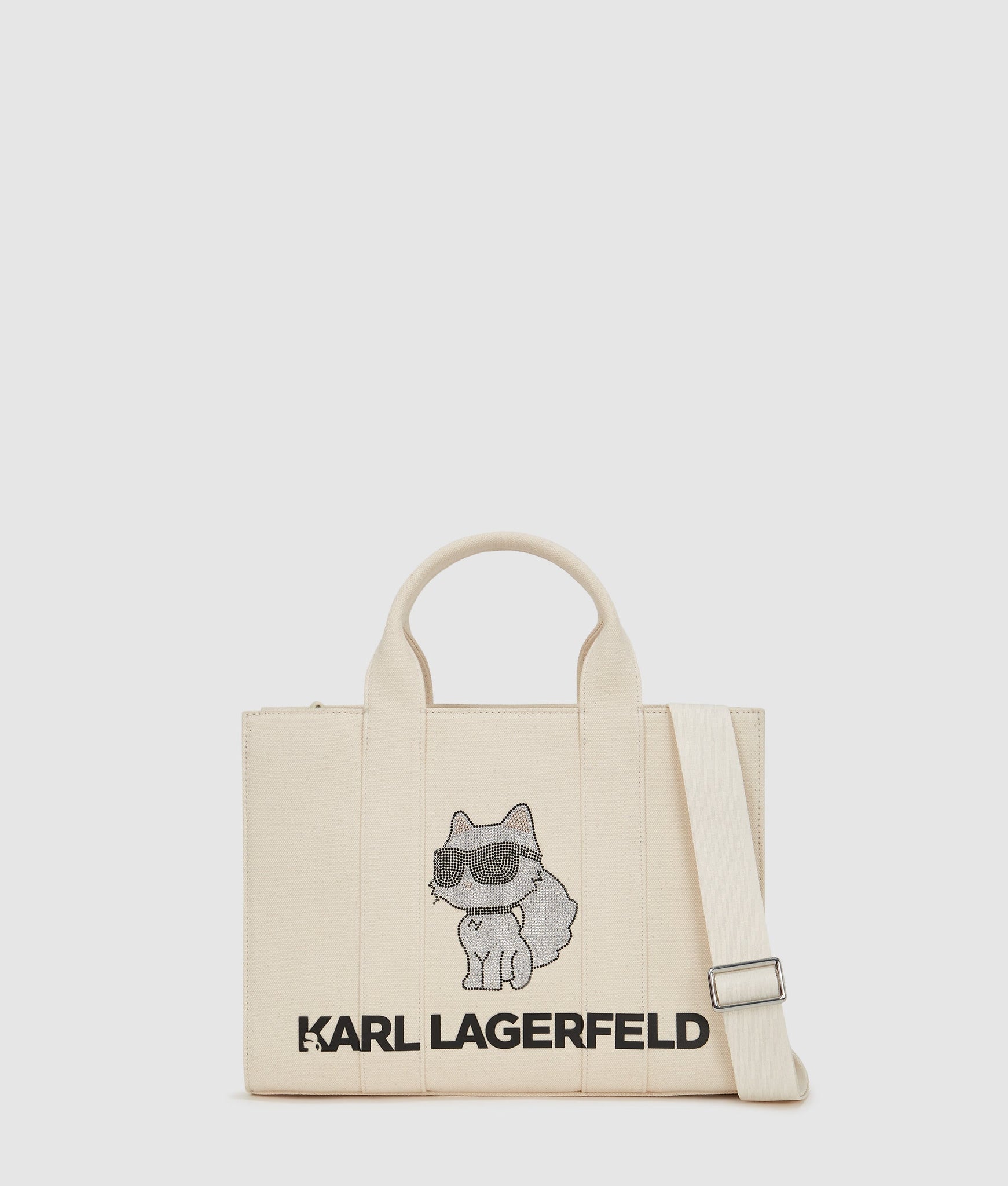 KarlLagerfeld Ikon Choupette Medium Tote Bag Natural