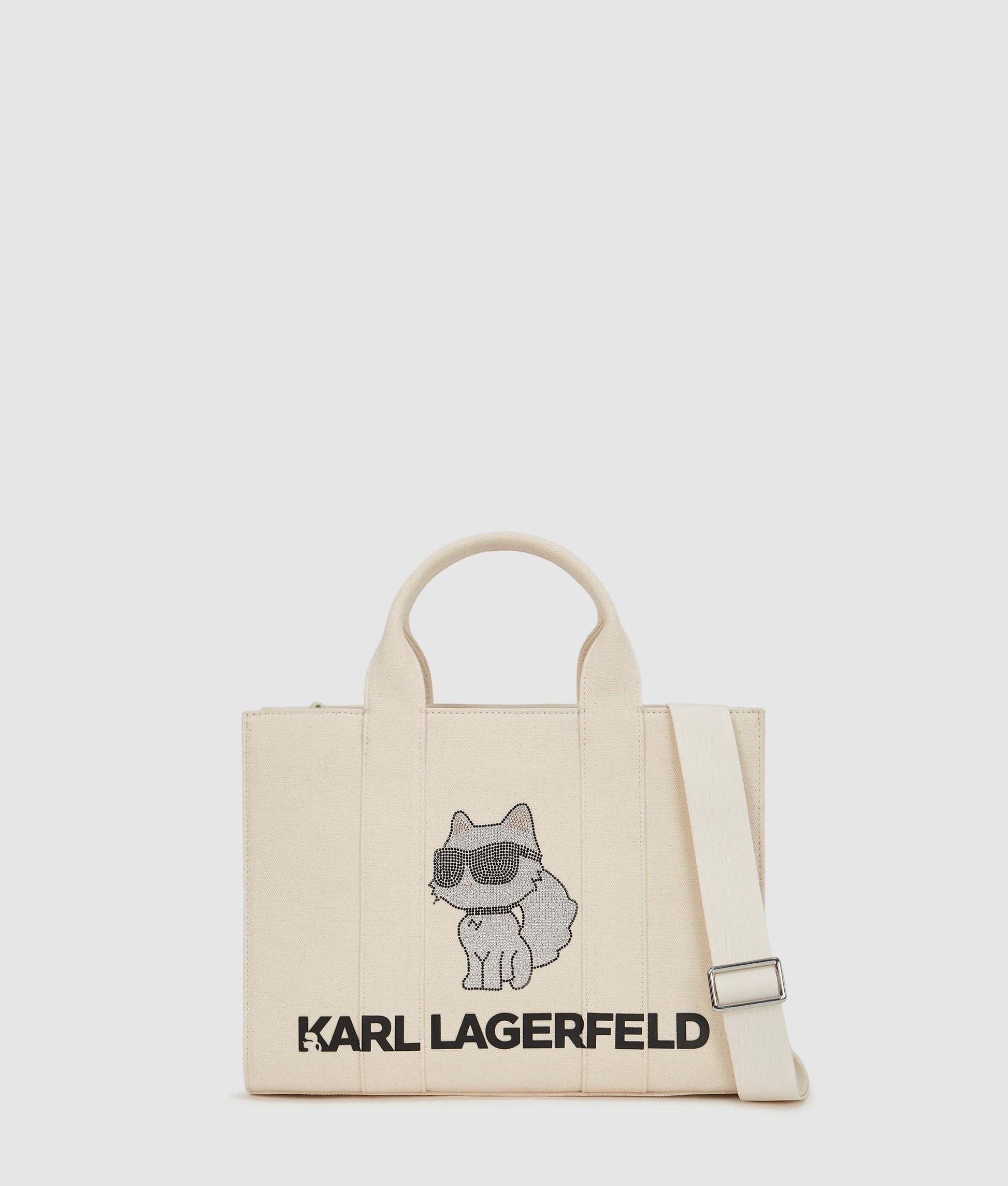 KarlLagerfeld Ikon Choupette Medium Tote Bag Natural