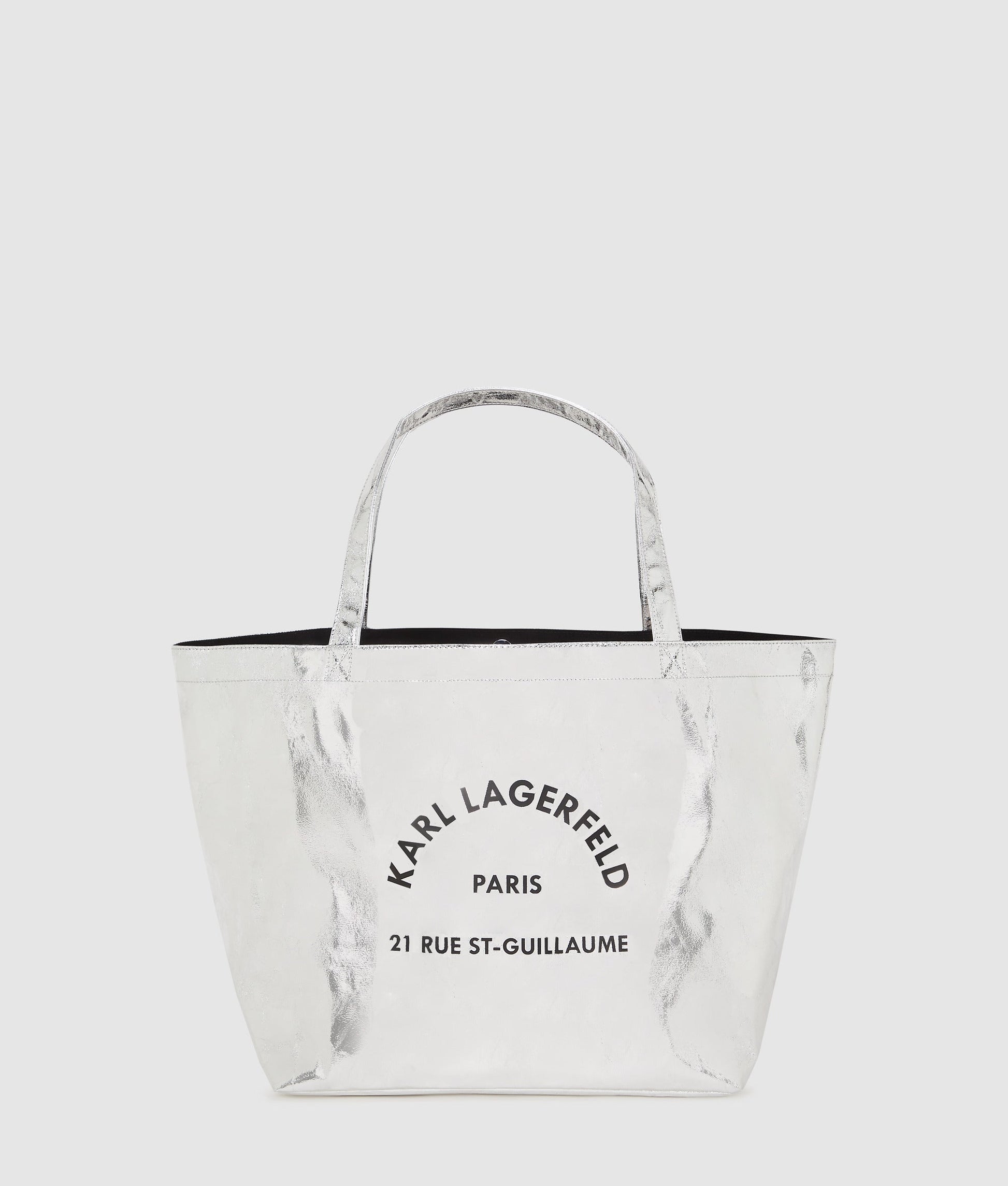 KarlLagerfeld Rue St-Guillaume Metallic Shopper Silver