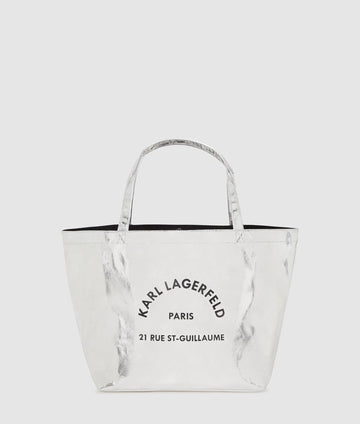 KarlLagerfeld Rue St-Guillaume Metallic Shopper Silver