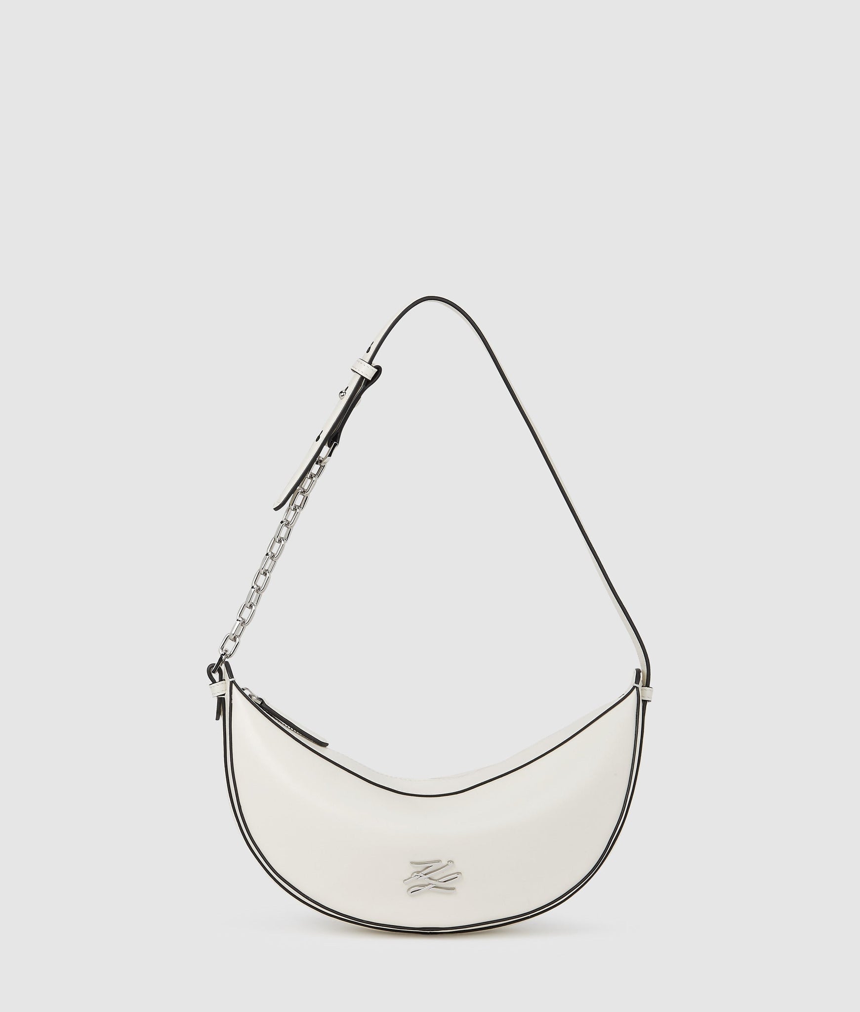 KarlLagerfeld Kautograph Small Moon Bag Off White