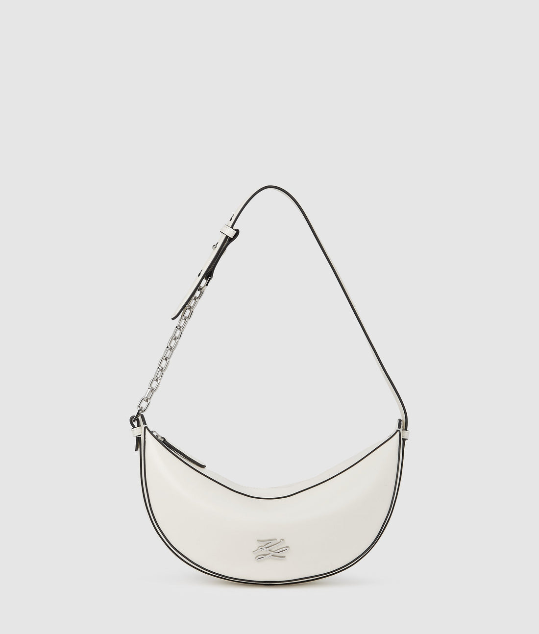 KarlLagerfeld Kautograph Small Moon Bag Off White