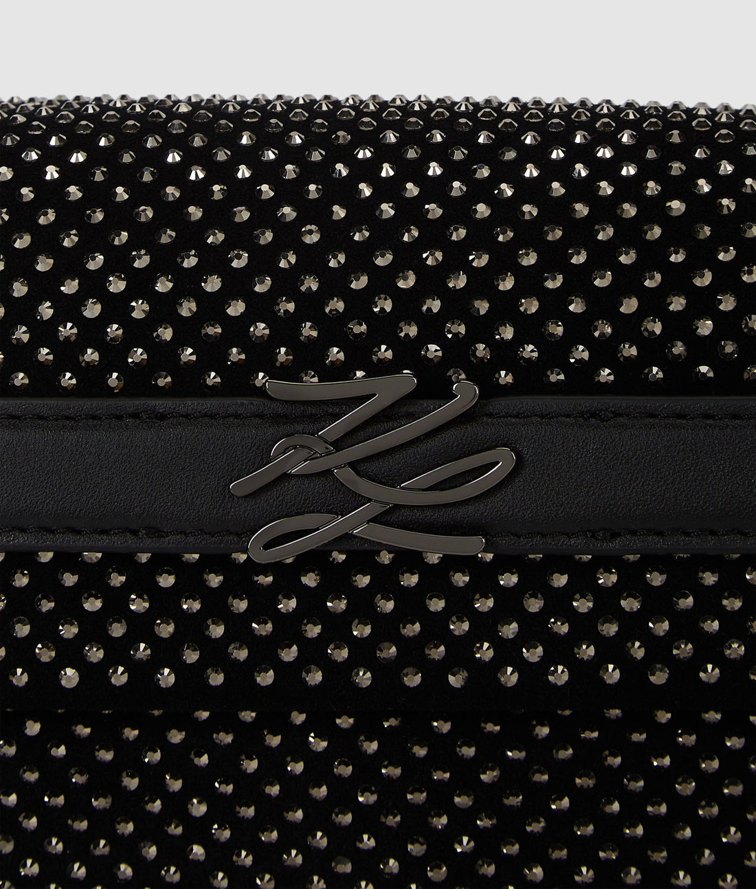 KarlLagerfeld Kautograph Rhinestone Top Handle Bag Black Embellishment
