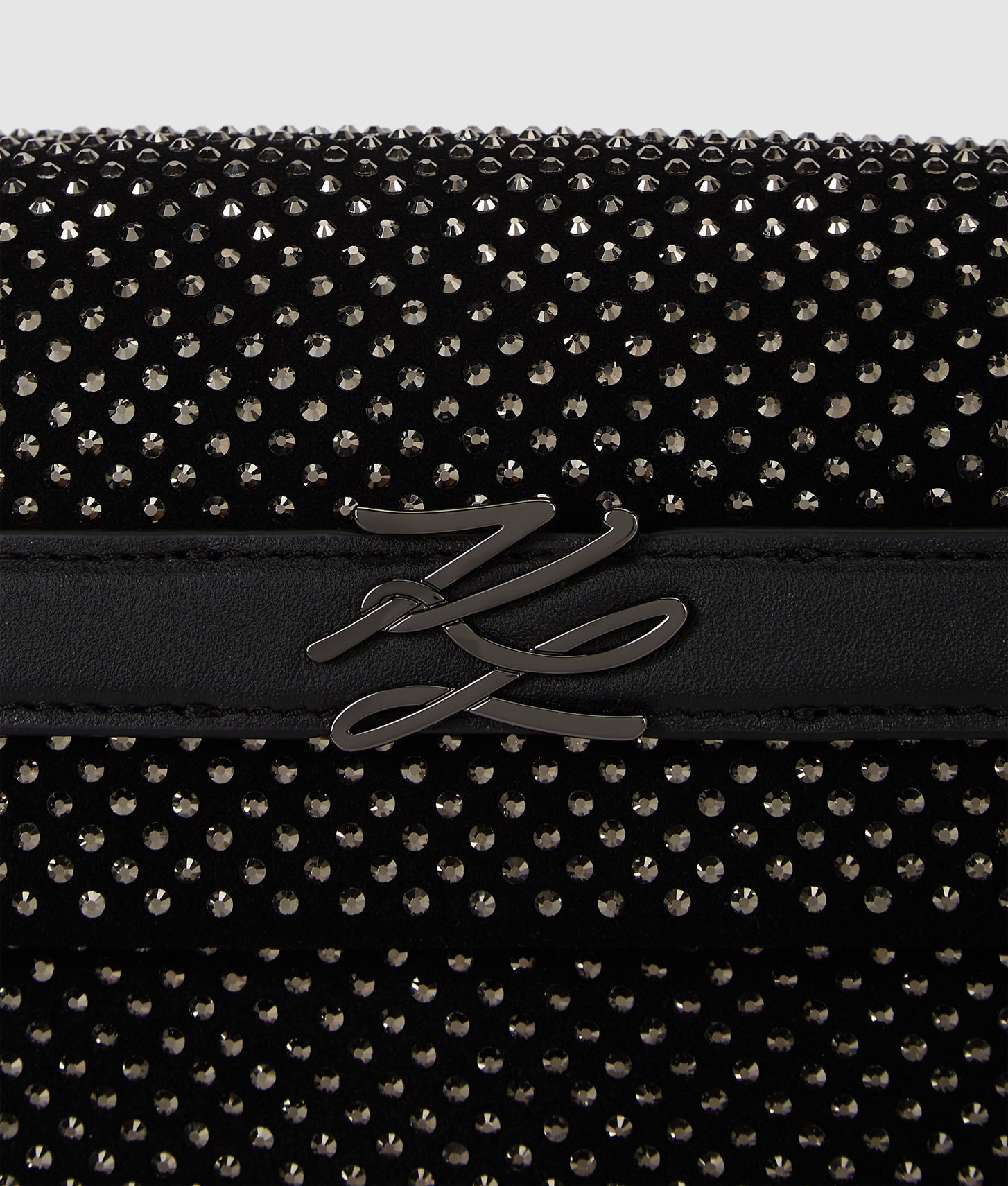 KarlLagerfeld Kautograph Rhinestone Top Handle Bag Black Embellishment