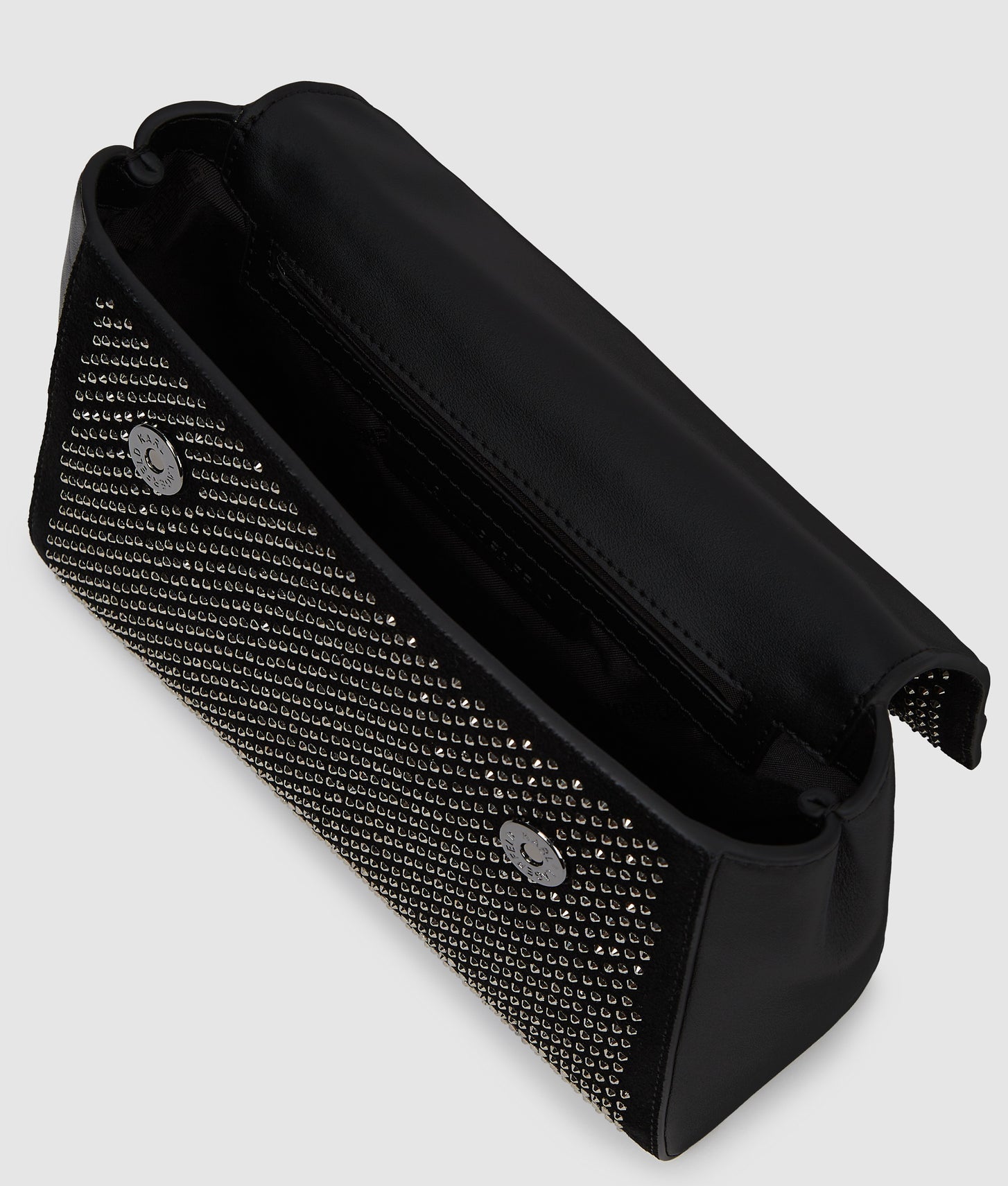 KarlLagerfeld Kautograph Rhinestone Top Handle Bag Black Embellishment