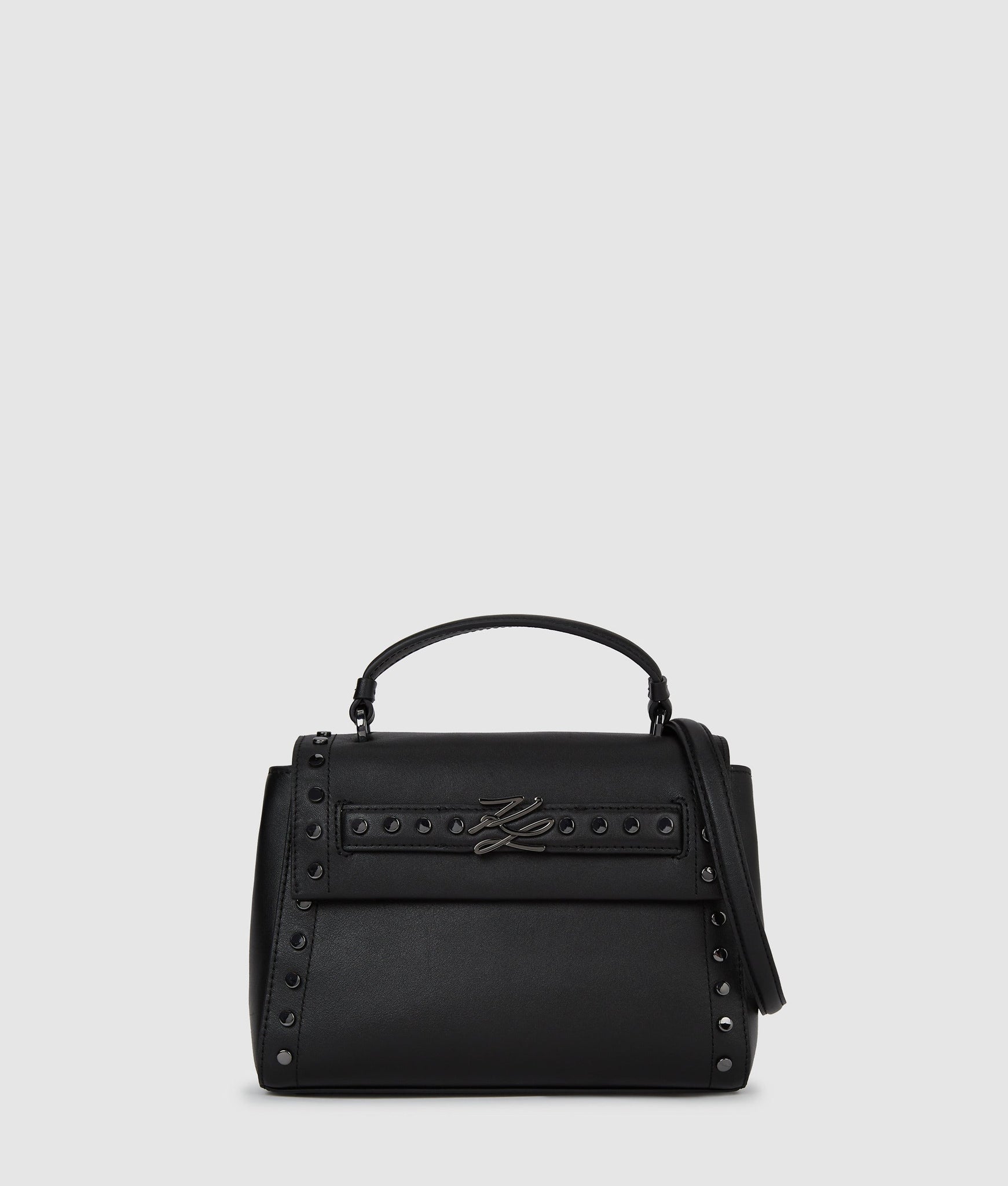 KarlLagerfeld Kautograph Studded Top Handle Bag Black Embellishment