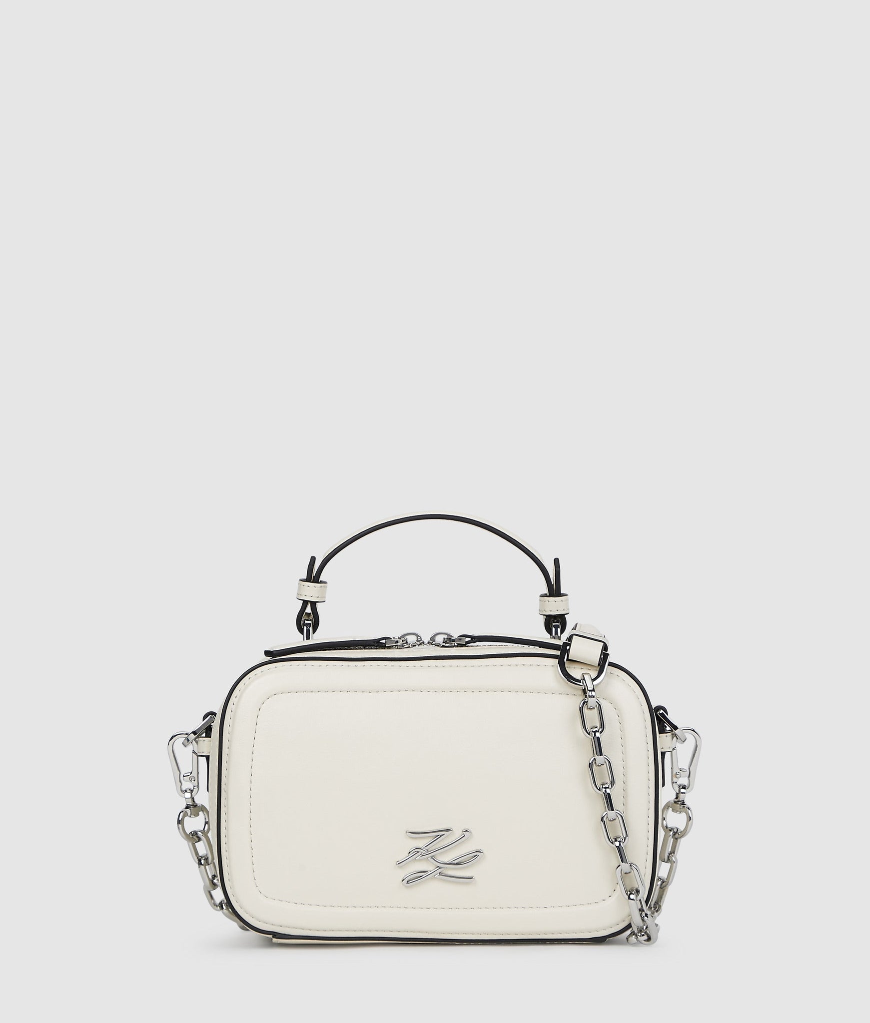 KarlLagerfeld Kautograph Chain Top Handle Bag Off White