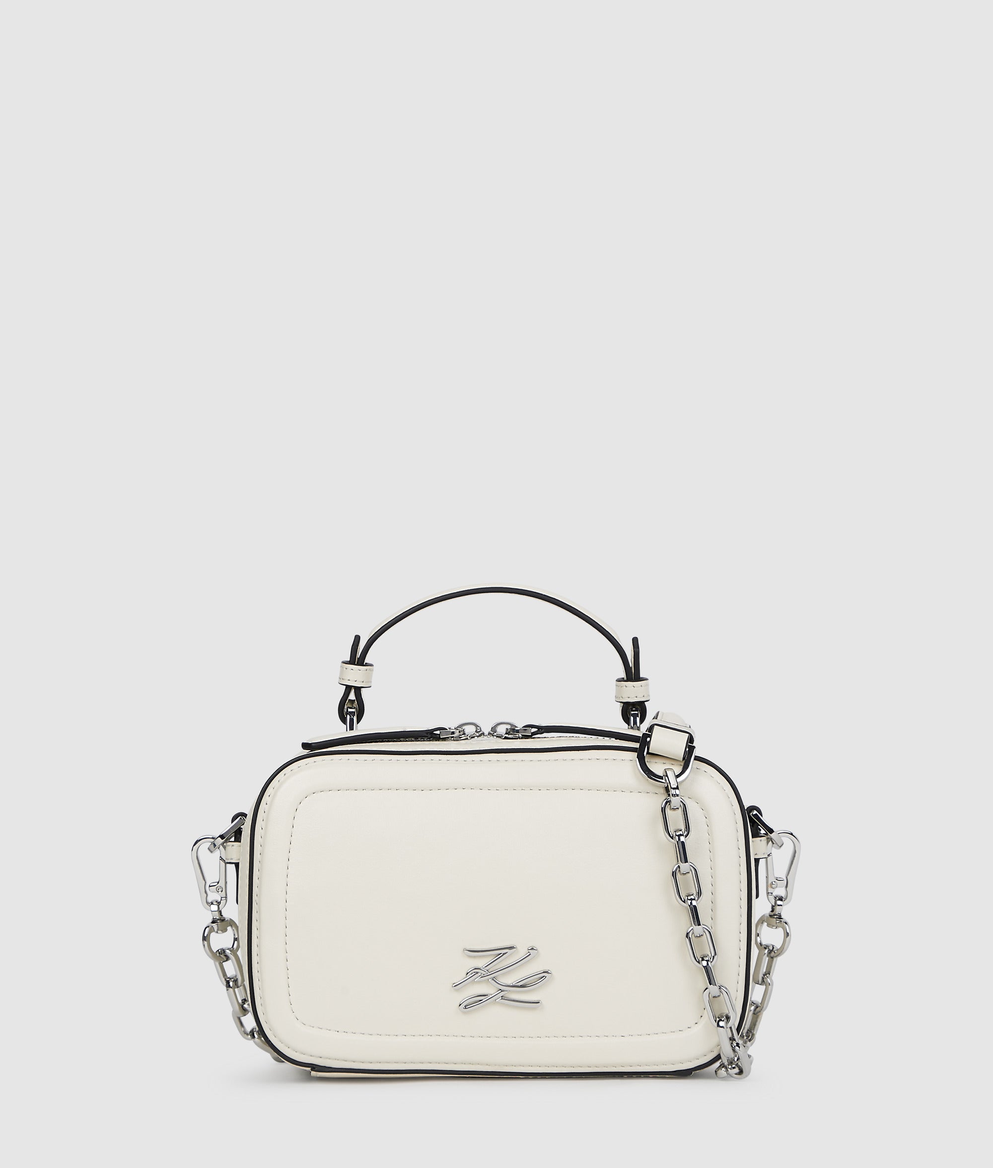 KarlLagerfeld Kautograph Chain Top Handle Bag Off White