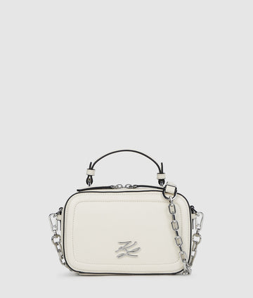 KarlLagerfeld Kautograph Chain Top Handle Bag Off White
