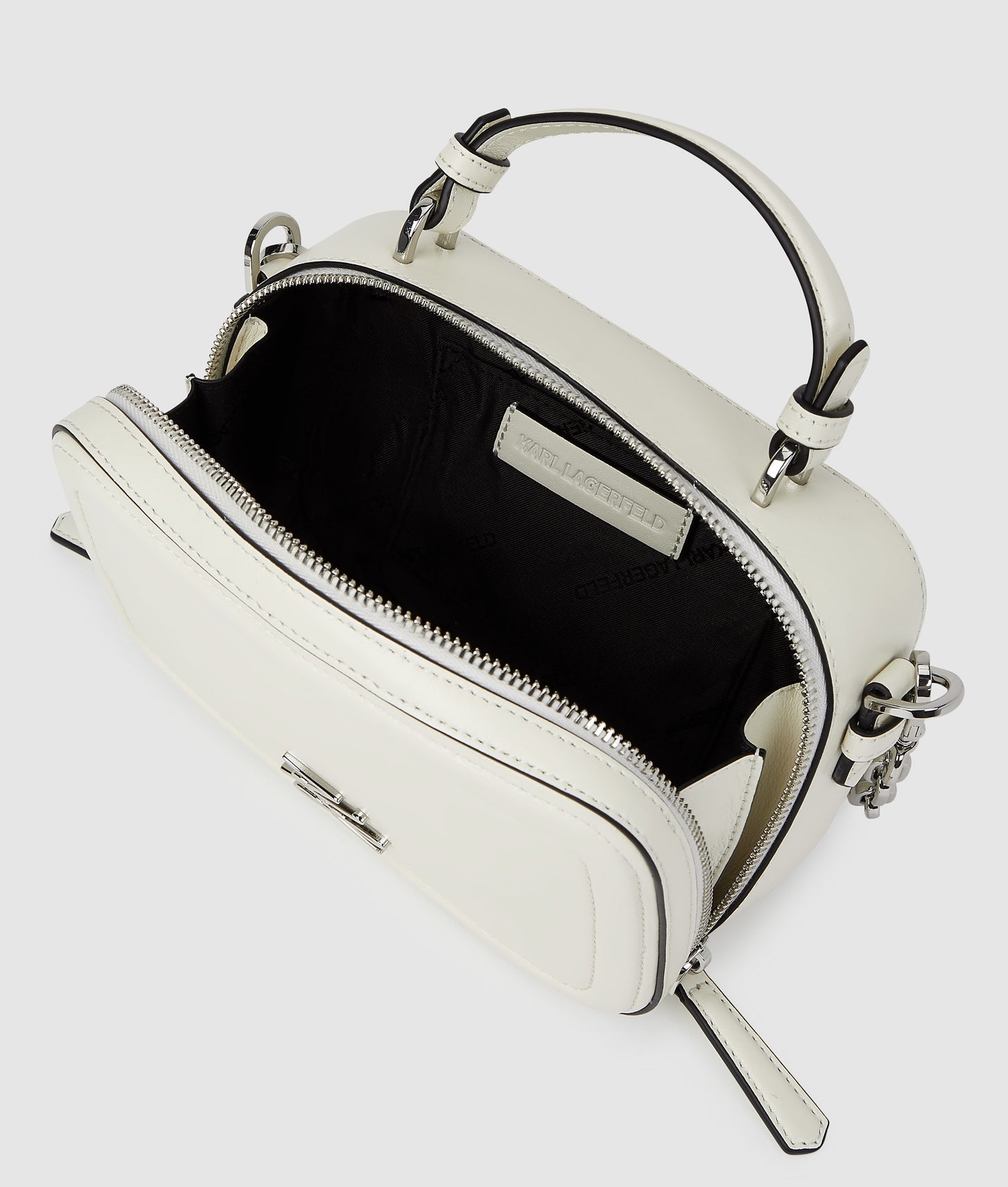 KarlLagerfeld Kautograph Chain Top Handle Bag Off White