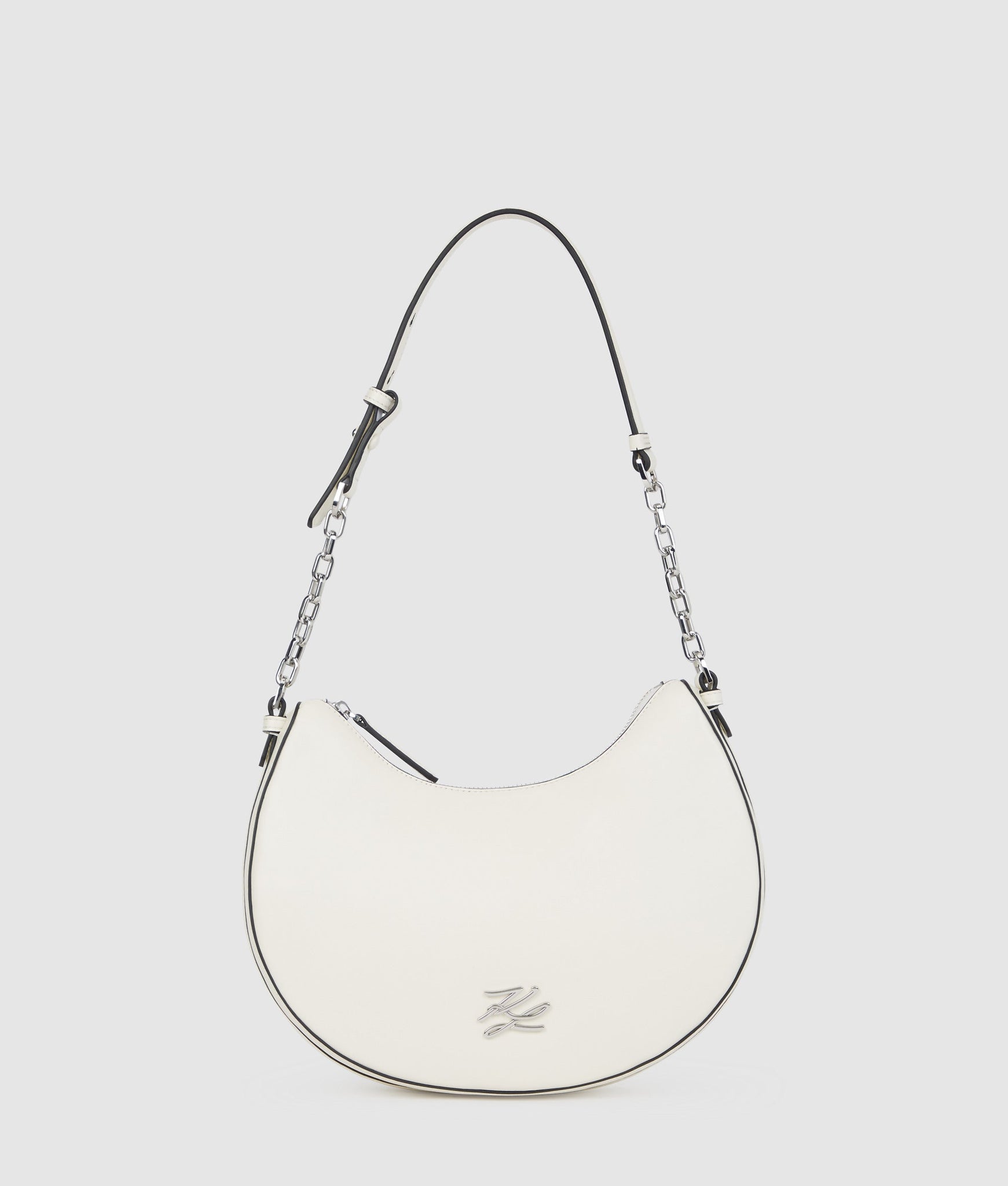 KarlLagerfeld Kautograph Medium Moon Bag Off White