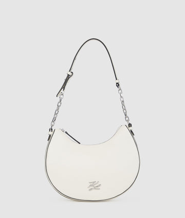KarlLagerfeld Kautograph Medium Moon Bag Off White