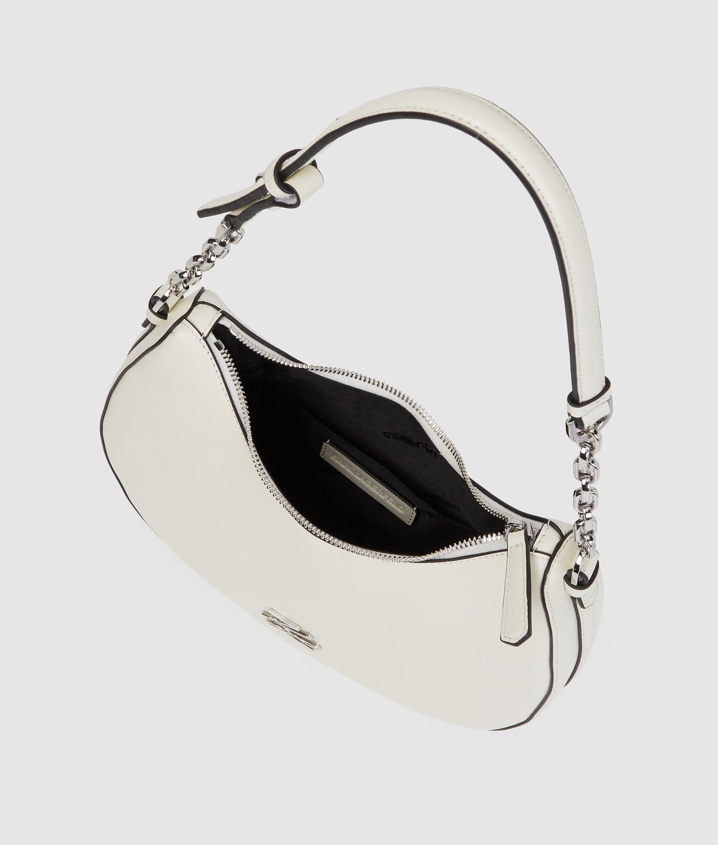 KarlLagerfeld Kautograph Medium Moon Bag Off White