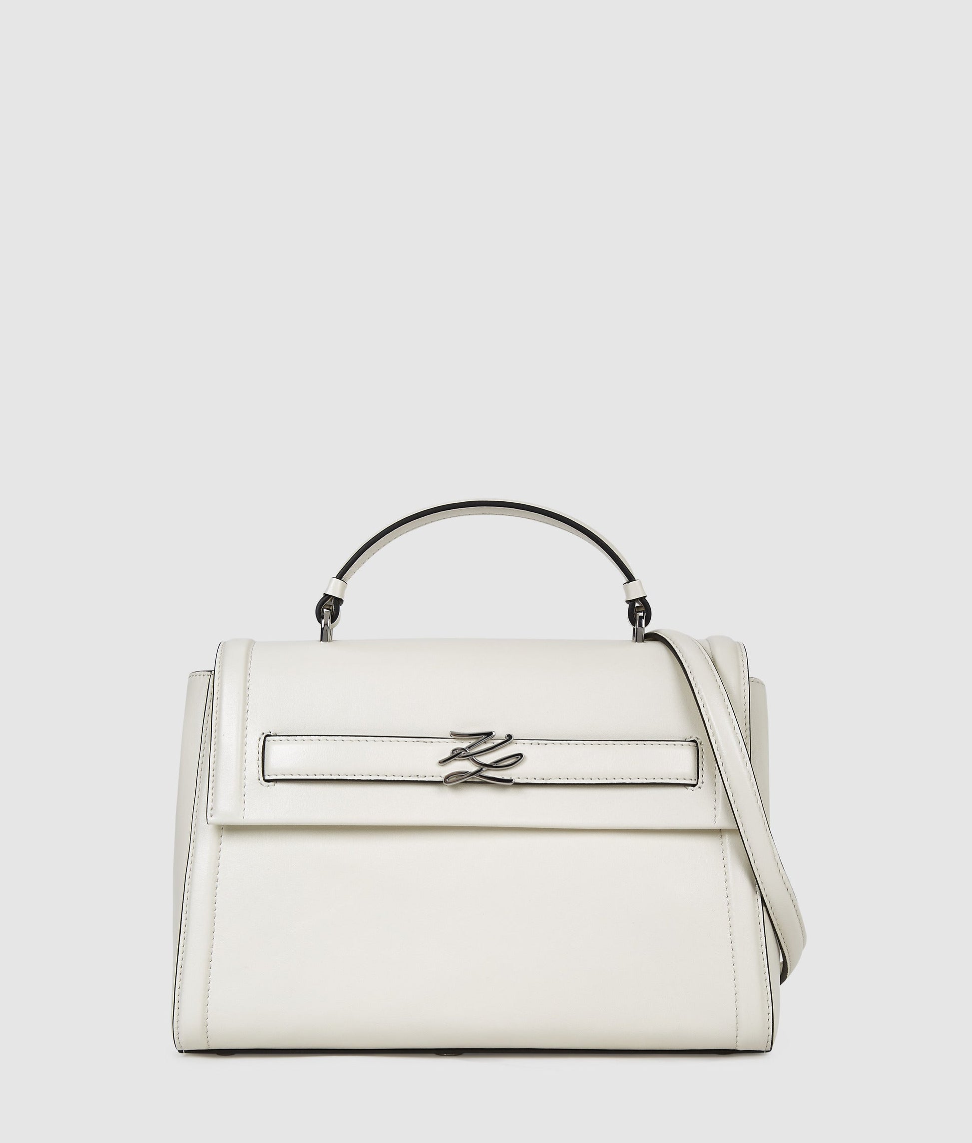 KarlLagerfeld Kautograph Medium Top Handle Bag Off White