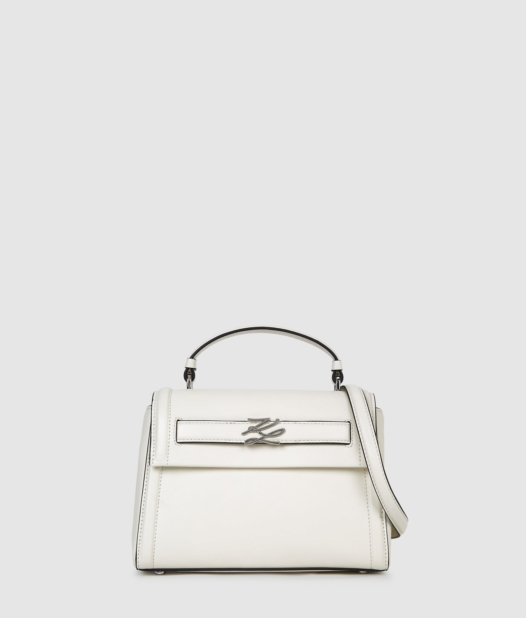 KarlLagerfeld Kautograph Small Top Handle Bag Off White