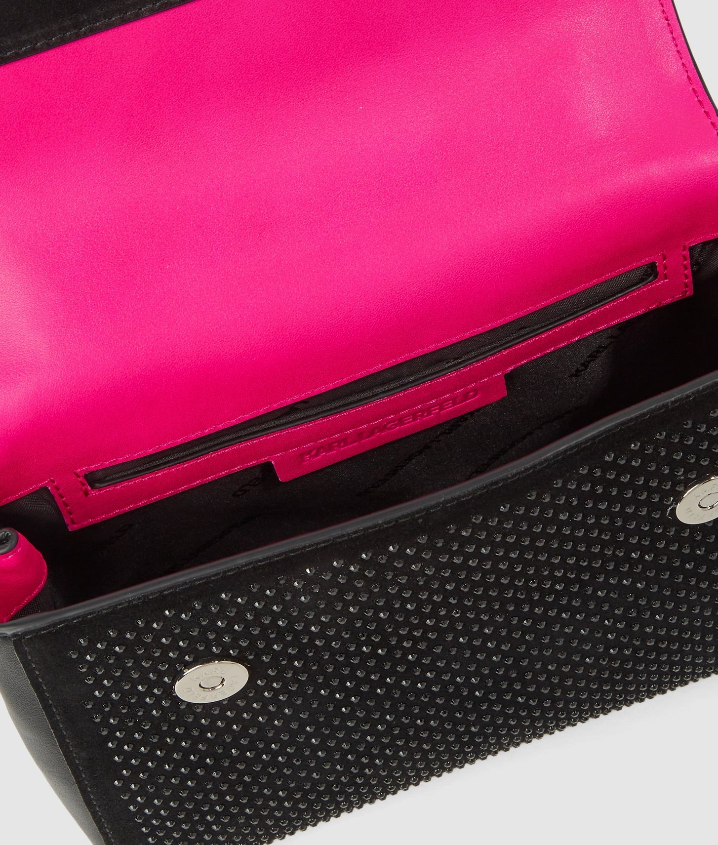 KarlLagerfeld Exclusive Kautograph Rhinestone Top-Handle Bag Black Embellishment