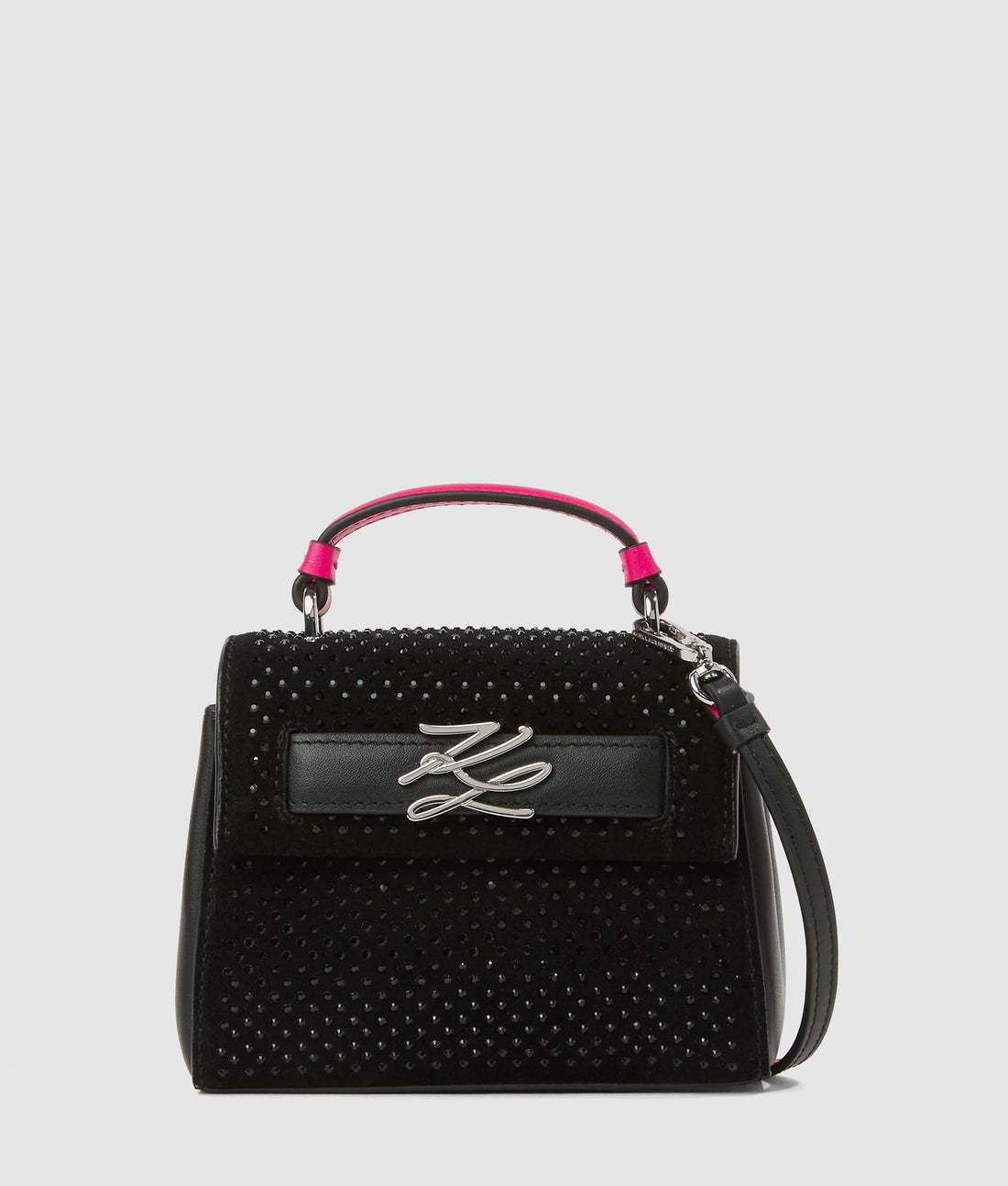 KarlLagerfeld Exclusive Kautograph Rhinestone Nano Bag Black Embellishment