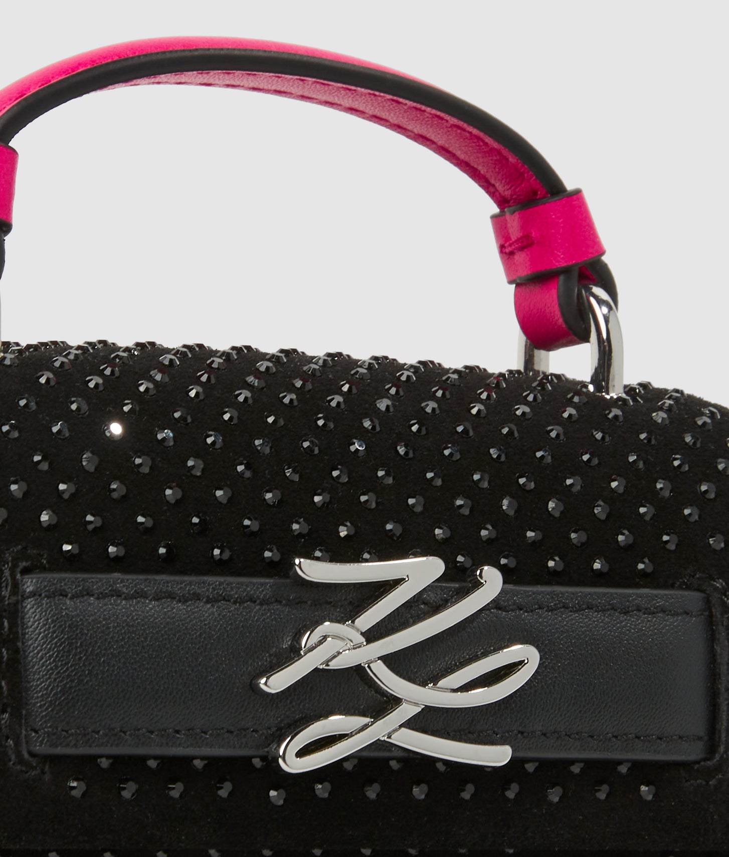 KarlLagerfeld Exclusive Kautograph Rhinestone Nano Bag Black Embellishment