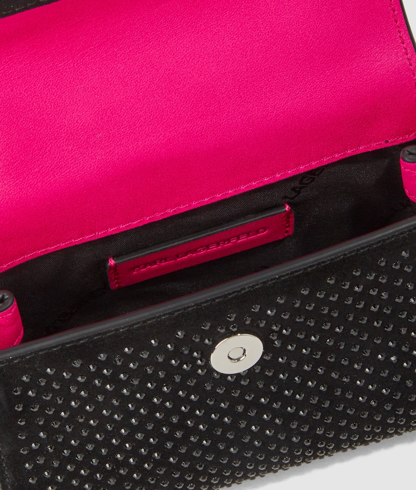 KarlLagerfeld Exclusive Kautograph Rhinestone Nano Bag Black Embellishment