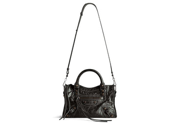 Balenciaga Le City Mini Bag In Black Arena Storico Lambskin Brass Hardware Black (8063952Abek1000)