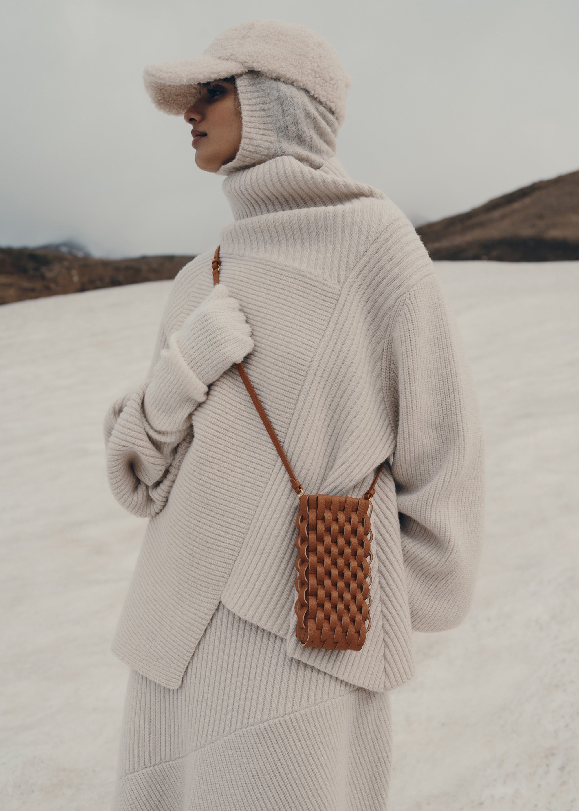 Polene Onda Phone Case Cognac