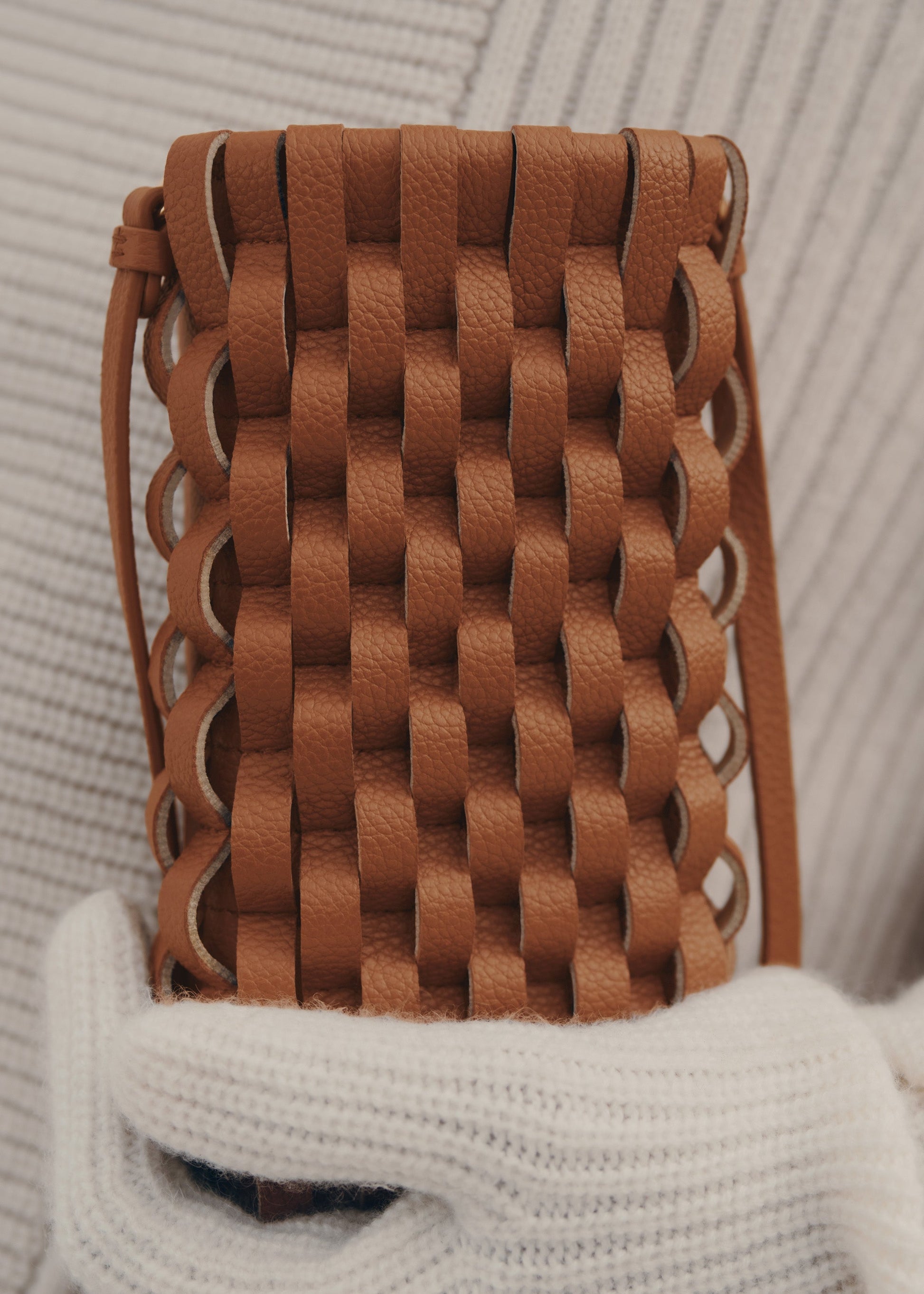 Polene Onda Phone Case Cognac