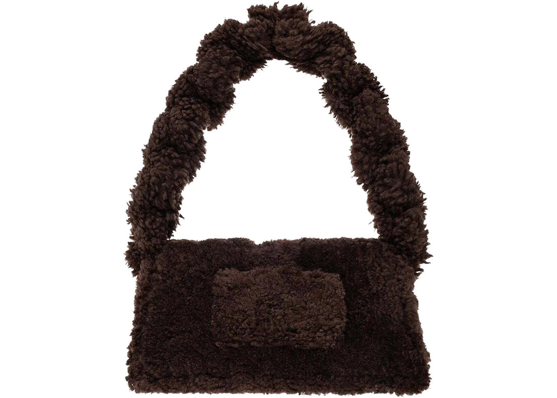 jacquemus le bambidou fur shoulder bag dark brown