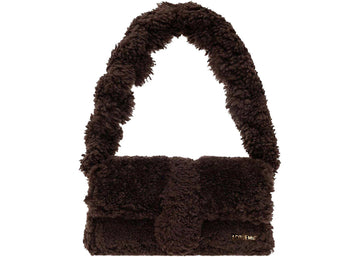 jacquemus le bambidou fur shoulder bag dark brown