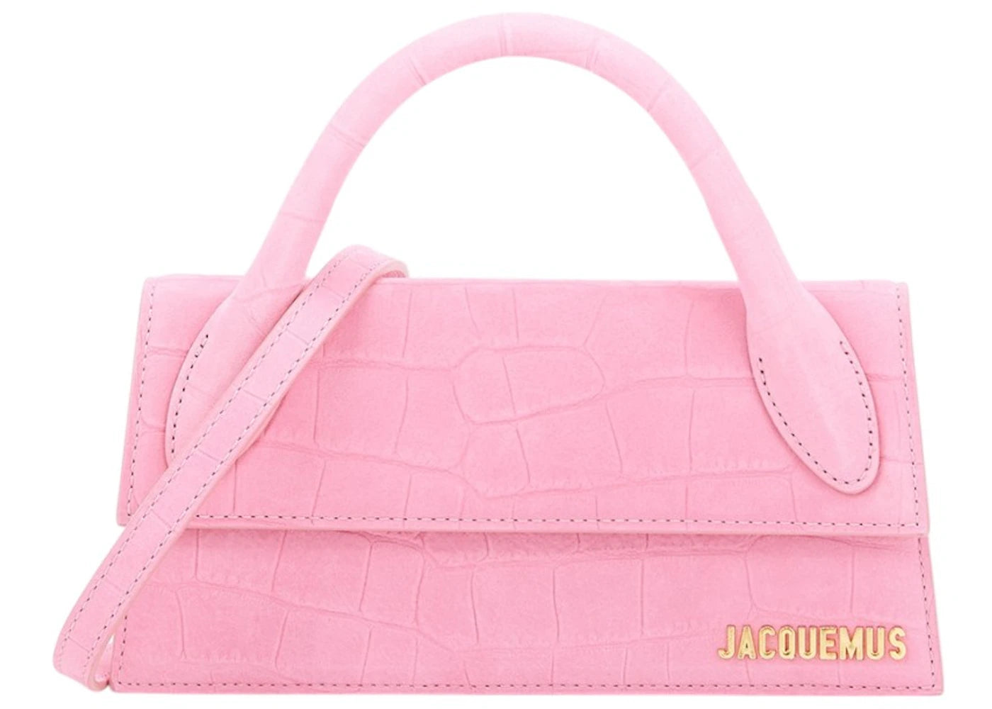 jacquemus le chiquito long croc embossed pink