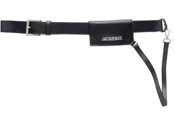 jacquemus leather logo belt black