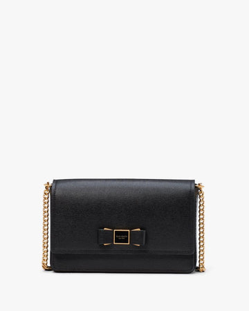 KateSpade Morgan Bow Embellished Flap Chain Wallet Black