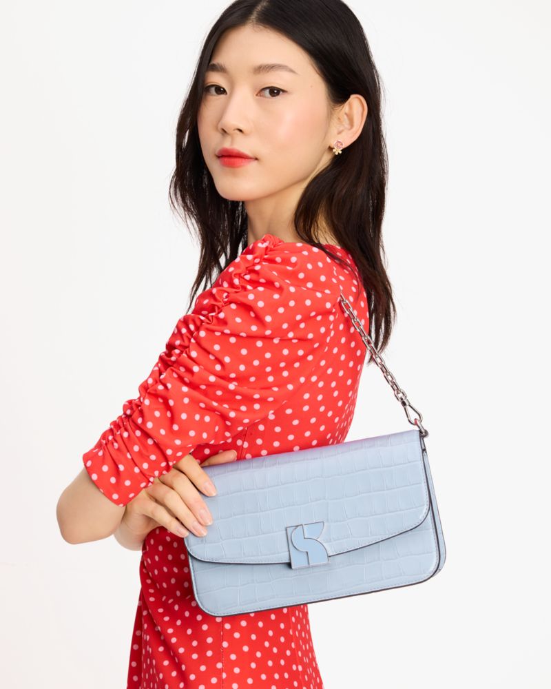 KateSpade Dakota Croc embossed Medium Convertible Shoulder Bag North Star