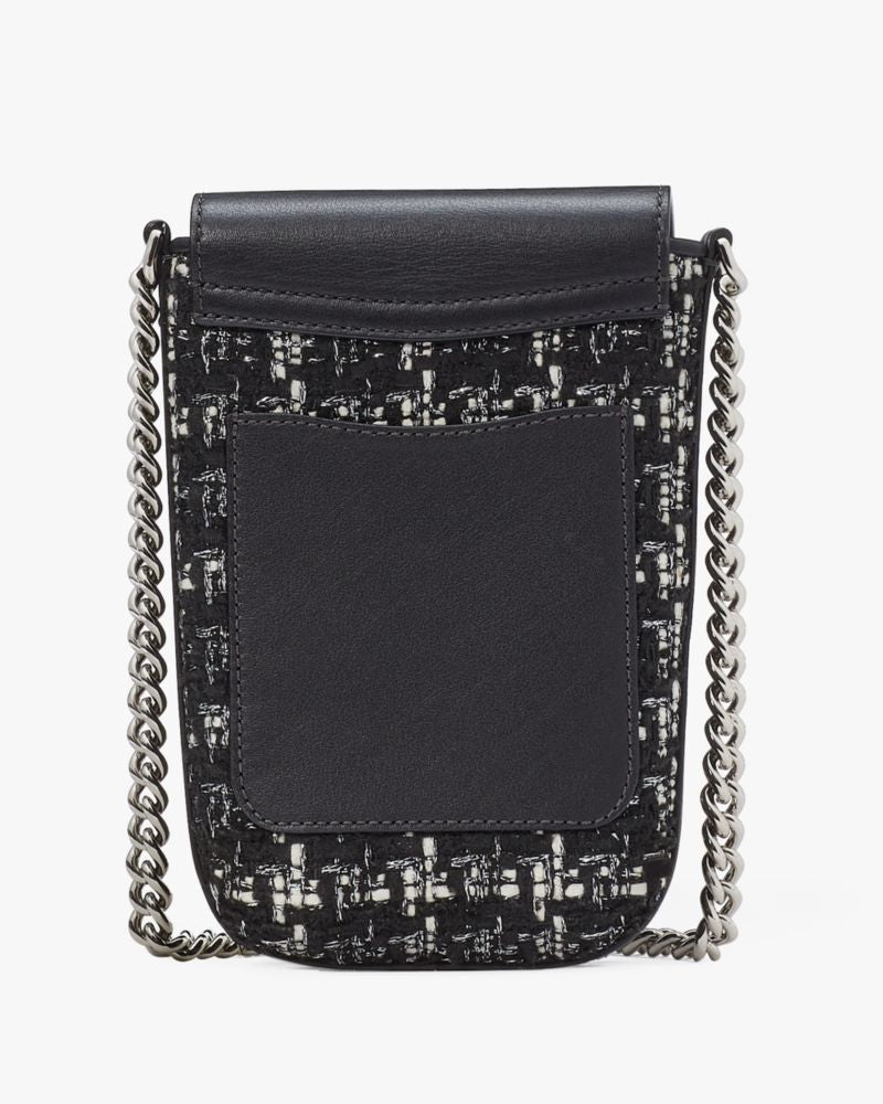 KateSpade Steffie Tweed Phone Crossbody Black Multi