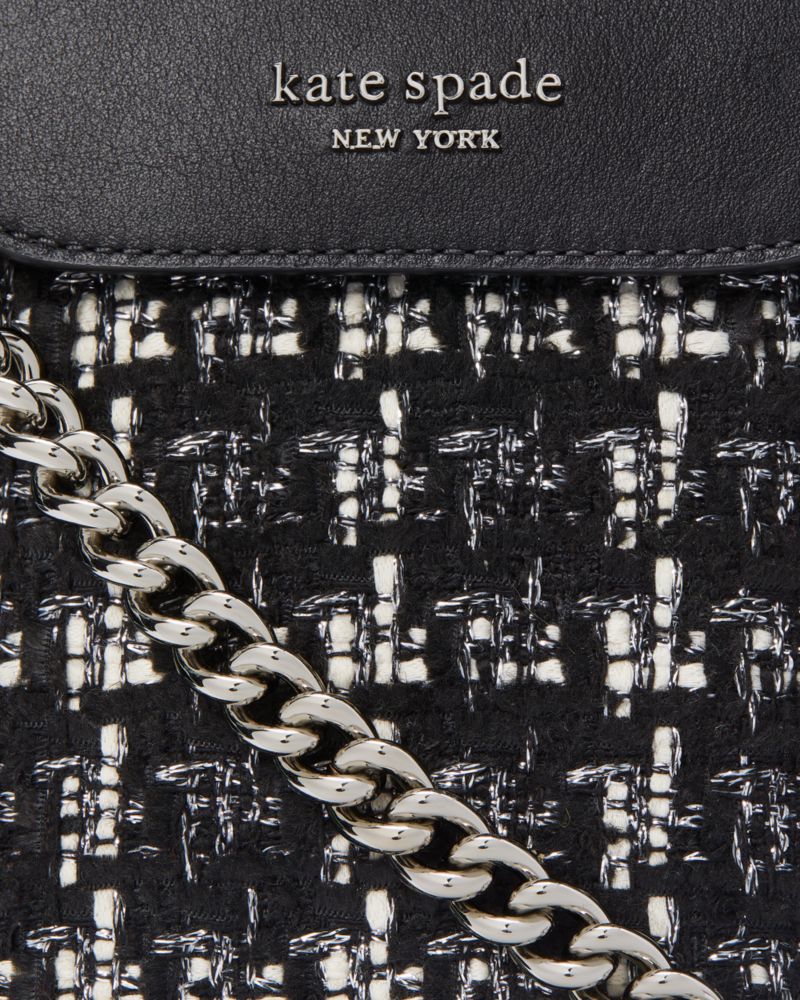 KateSpade Steffie Tweed Phone Crossbody Black Multi