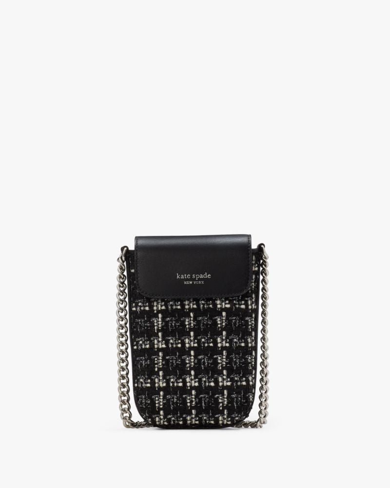 KateSpade Steffie Tweed Phone Crossbody Black Multi